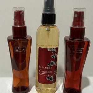 Bath & Body Works Japanese Cherry Blossom Fragrance Mist 1- 4 oz & 2- 3 oz bottl
